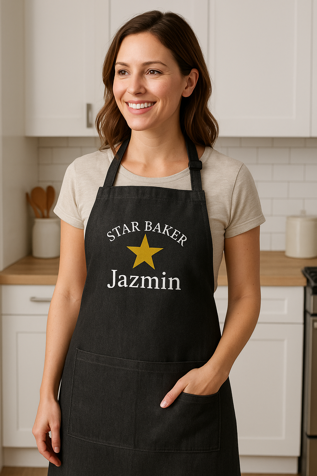 Embroidered Star Baker Adult Apron