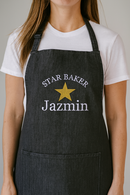 Embroidered Star Baker Adult Apron