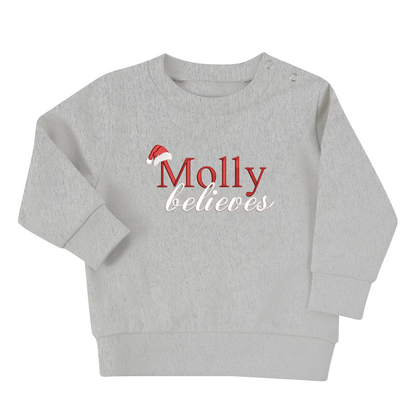 Personalised Children's Christmas Jumper- Name Believes Sweatshirt - Children's Christmas Sweatshirt - Personalised Xmas Sweatshirt -