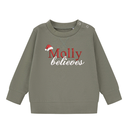 Personalised Children's Christmas Jumper- Name Believes Sweatshirt - Children's Christmas Sweatshirt - Personalised Xmas Sweatshirt -