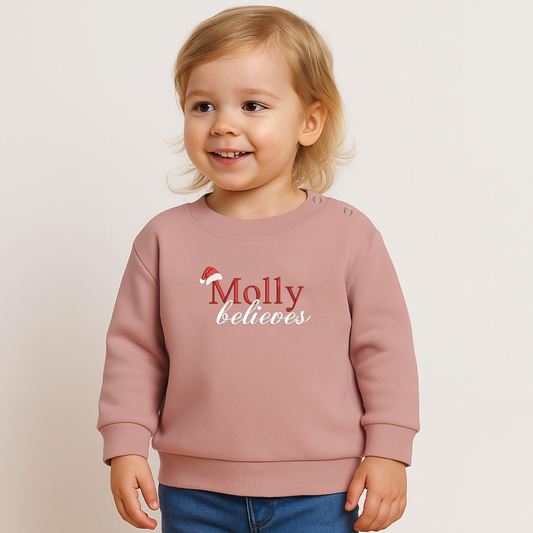 Personalised Children's Christmas Jumper- Name Believes Sweatshirt - Children's Christmas Sweatshirt - Personalised Xmas Sweatshirt -