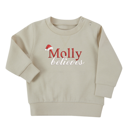 Personalised Children's Christmas Jumper- Name Believes Sweatshirt - Children's Christmas Sweatshirt - Personalised Xmas Sweatshirt -