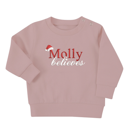 Personalised Children's Christmas Jumper- Name Believes Sweatshirt - Children's Christmas Sweatshirt - Personalised Xmas Sweatshirt -